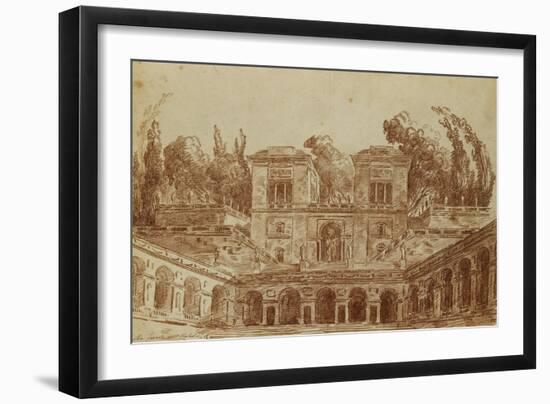 The Villa Farnese, Rome-Hubert Robert-Framed Giclee Print