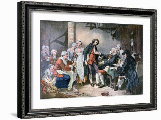 The Village Betrothal, 1892-Jean-Baptiste Greuze-Framed Giclee Print