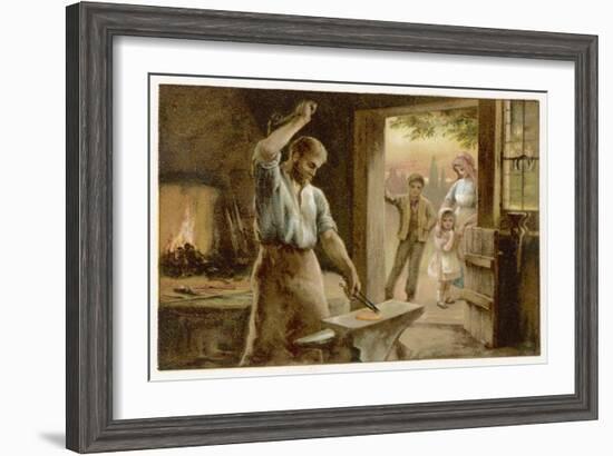 The Village Blacksmith in His Smithy-Herbert Dicksee-Framed Art Print