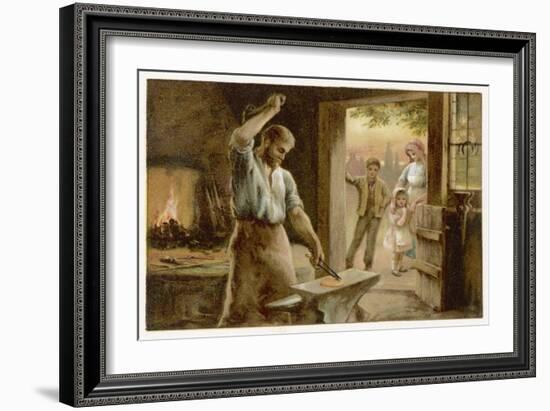 The Village Blacksmith in His Smithy-Herbert Dicksee-Framed Art Print