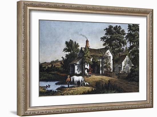 The Village Blacksmith-Currier & Ives-Framed Giclee Print