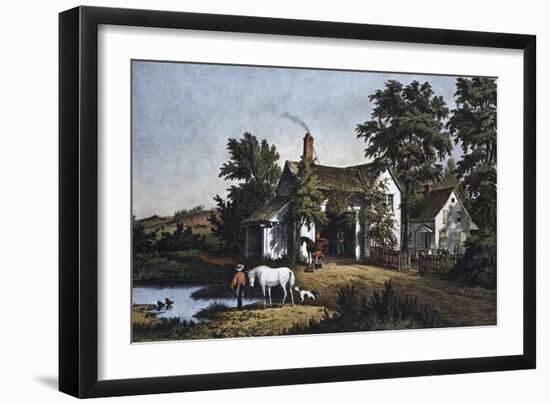 The Village Blacksmith-Currier & Ives-Framed Giclee Print