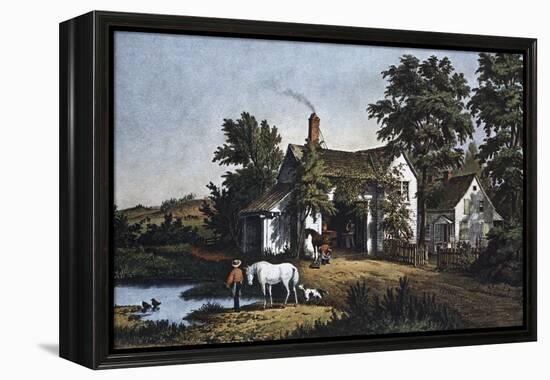 The Village Blacksmith-Currier & Ives-Framed Premier Image Canvas