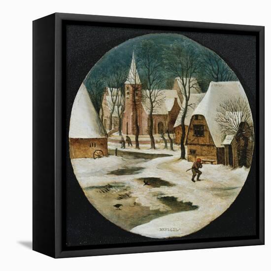 The Village in Winter-Pieter Brueghel the Younger-Framed Premier Image Canvas