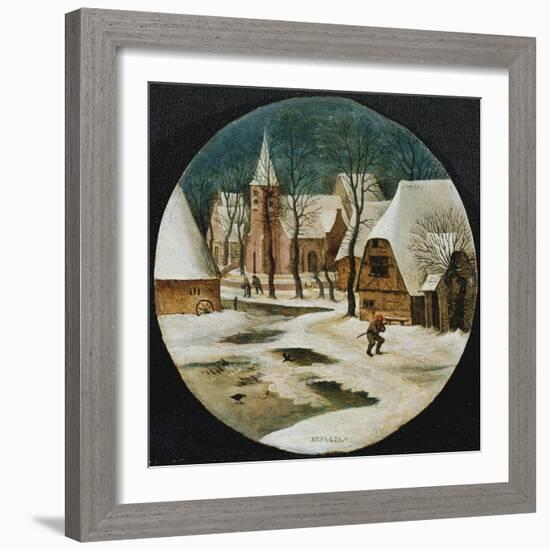 The Village in Winter-Pieter Brueghel the Younger-Framed Giclee Print