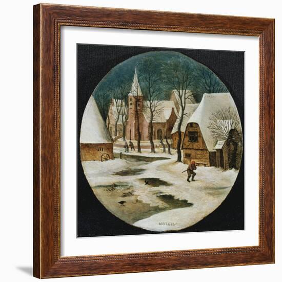 The Village in Winter-Pieter Brueghel the Younger-Framed Giclee Print