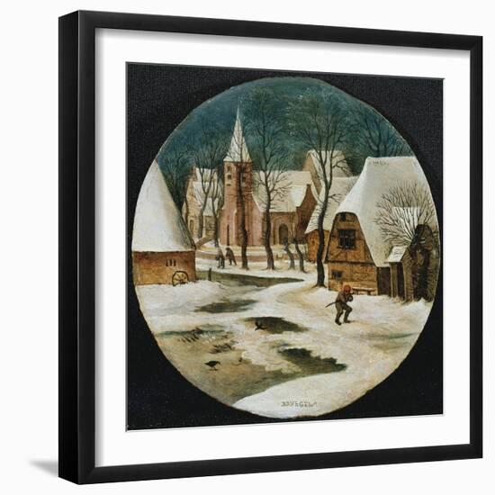 The Village in Winter-Pieter Brueghel the Younger-Framed Giclee Print