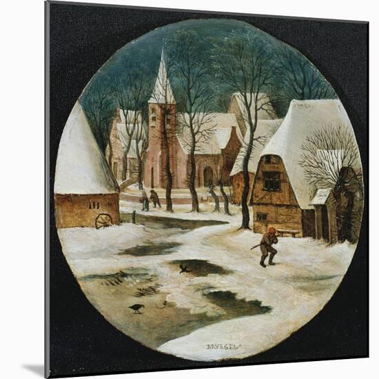The Village in Winter-Pieter Brueghel the Younger-Mounted Giclee Print