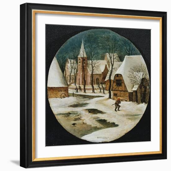 The Village in Winter-Pieter Brueghel the Younger-Framed Giclee Print