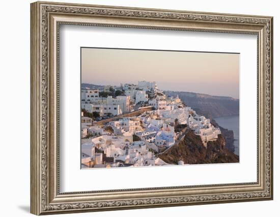 The Village Lit by the Setting Sun, Firostefani, Santorini (Thira) (Thera)-Ruth Tomlinson-Framed Photographic Print