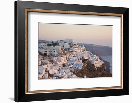 The Village Lit by the Setting Sun, Firostefani, Santorini (Thira) (Thera)-Ruth Tomlinson-Framed Photographic Print