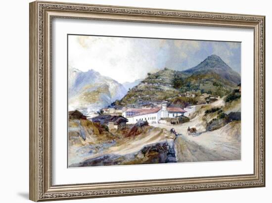 The Village of Angangueo, Mexico, 1883 (W/C on Paper)-Thomas Moran-Framed Giclee Print