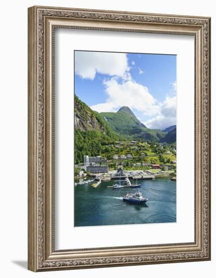 The Village of Geiranger Is an Improtant Cruise Ship Port at the Head of Geirangerfjord, Norway-Amanda Hall-Framed Photographic Print