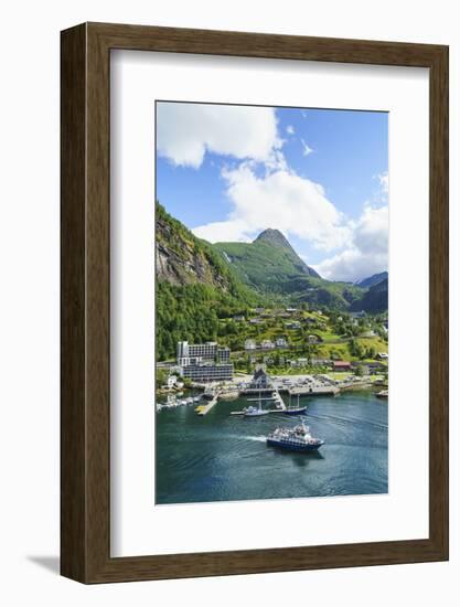 The Village of Geiranger Is an Improtant Cruise Ship Port at the Head of Geirangerfjord, Norway-Amanda Hall-Framed Photographic Print