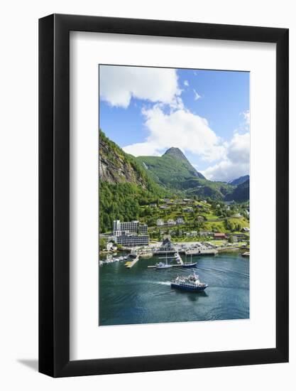 The Village of Geiranger Is an Improtant Cruise Ship Port at the Head of Geirangerfjord, Norway-Amanda Hall-Framed Photographic Print