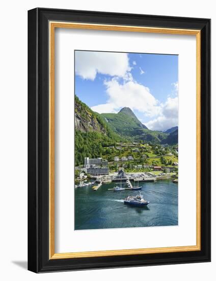 The Village of Geiranger Is an Improtant Cruise Ship Port at the Head of Geirangerfjord, Norway-Amanda Hall-Framed Photographic Print