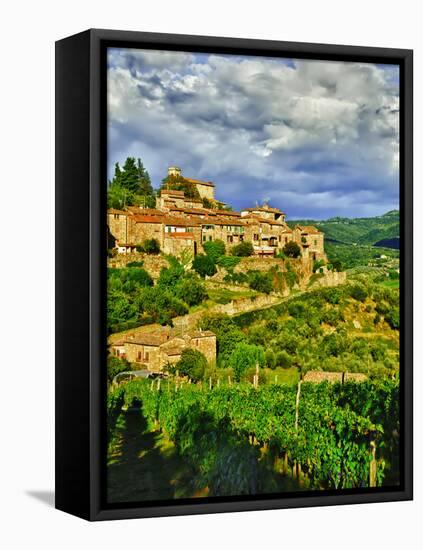 The Village of Montefioralle Overlooks the Tuscan Hills around Greve, Tuscany, Italy-Richard Duval-Framed Premier Image Canvas