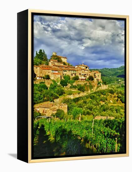 The Village of Montefioralle Overlooks the Tuscan Hills around Greve, Tuscany, Italy-Richard Duval-Framed Premier Image Canvas