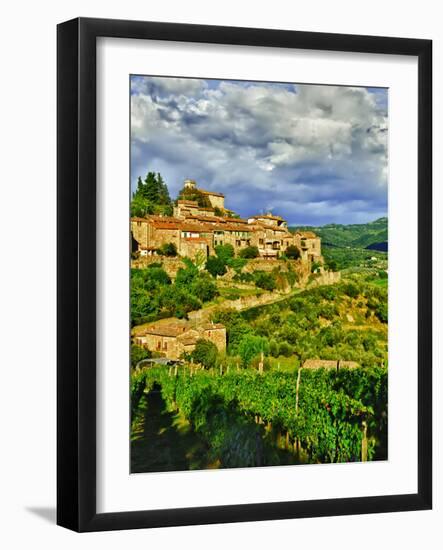 The Village of Montefioralle Overlooks the Tuscan Hills around Greve, Tuscany, Italy-Richard Duval-Framed Photographic Print