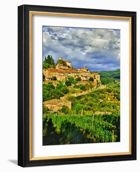 The Village of Montefioralle Overlooks the Tuscan Hills around Greve, Tuscany, Italy-Richard Duval-Framed Photographic Print