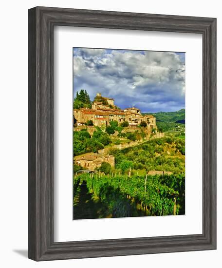 The Village of Montefioralle Overlooks the Tuscan Hills around Greve, Tuscany, Italy-Richard Duval-Framed Photographic Print