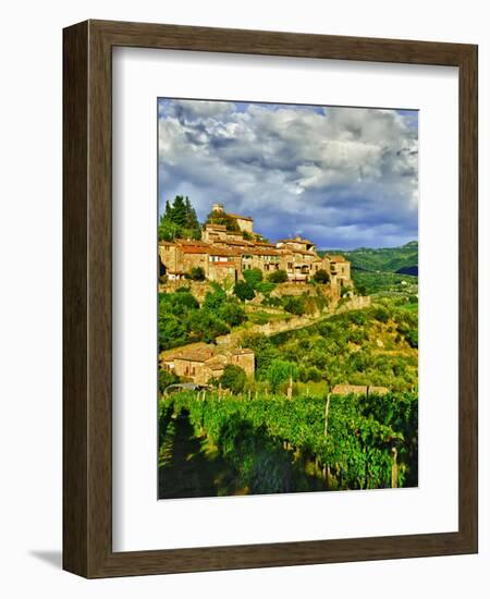 The Village of Montefioralle Overlooks the Tuscan Hills around Greve, Tuscany, Italy-Richard Duval-Framed Photographic Print