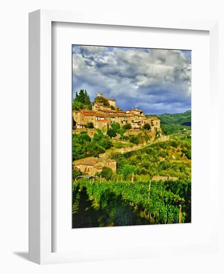 The Village of Montefioralle Overlooks the Tuscan Hills around Greve, Tuscany, Italy-Richard Duval-Framed Photographic Print