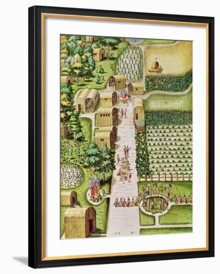 The Village of Secoton, from "Admiranda Narratio...", Published by Theodore de Bry-Theodor de Bry-Framed Giclee Print