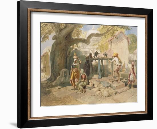 The Village Welll, from 'India Ancient and Modern', 1867 (Colour Litho)-William 'Crimea' Simpson-Framed Giclee Print