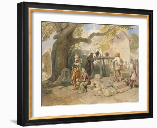 The Village Welll, from 'India Ancient and Modern', 1867 (Colour Litho)-William 'Crimea' Simpson-Framed Giclee Print