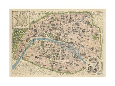 FRANCE MAP ART PRINT Plan de la Ville de Paris 1715 Vintage French Poster 37x25