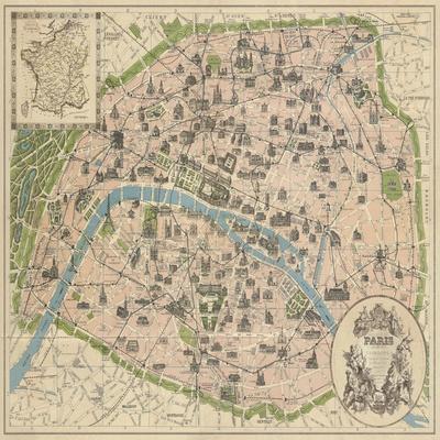 'Vintage Paris Map' Art Print - The Vintage Collection | Art.com