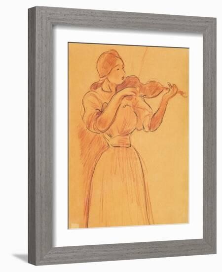 The Violin, 1894 (Pencil and Red Chalk on Paper)-Berthe Morisot-Framed Giclee Print