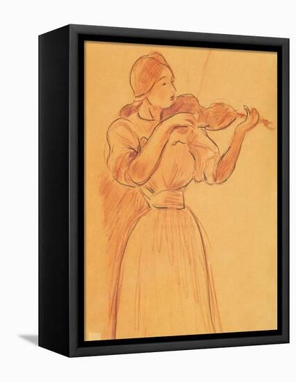 The Violin, 1894 (Pencil and Red Chalk on Paper)-Berthe Morisot-Framed Premier Image Canvas