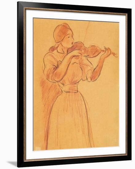 The Violin, 1894 (Pencil and Red Chalk on Paper)-Berthe Morisot-Framed Giclee Print