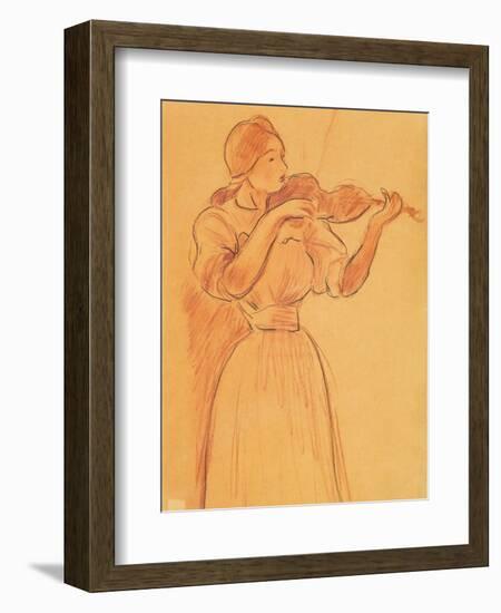 The Violin, 1894 (Pencil and Red Chalk on Paper)-Berthe Morisot-Framed Giclee Print