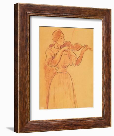 The Violin, 1894 (Pencil and Red Chalk on Paper)-Berthe Morisot-Framed Giclee Print
