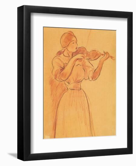 The Violin, 1894 (Pencil and Red Chalk on Paper)-Berthe Morisot-Framed Giclee Print