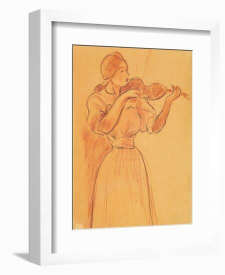 The Violin, 1894 (Pencil and Red Chalk on Paper)-Berthe Morisot-Framed Giclee Print