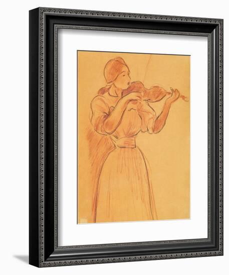 The Violin, 1894 (Pencil and Red Chalk on Paper)-Berthe Morisot-Framed Giclee Print