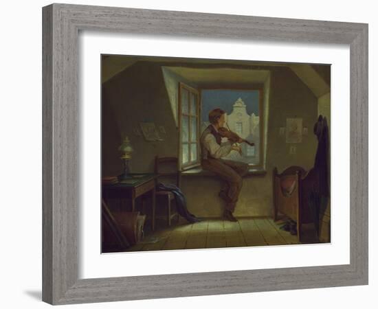 The Violinist at the Window, about 1860-Moritz Von Schwind-Framed Giclee Print