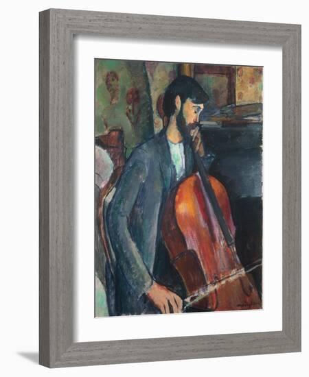 The Violoncello Player, 1909 (Oil on Canvas)-Amedeo Modigliani-Framed Giclee Print