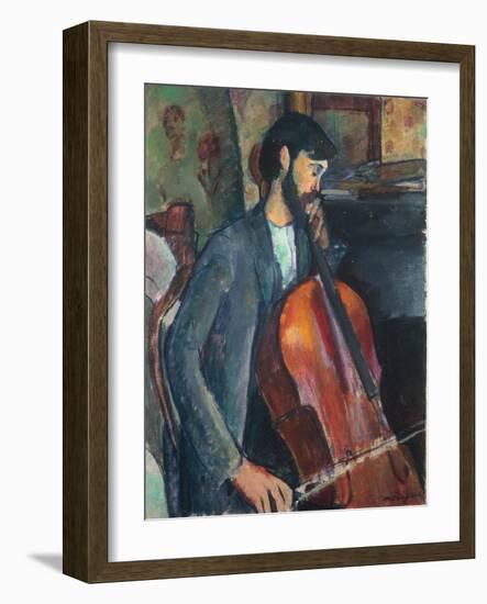 The Violoncello Player, 1909 (Oil on Canvas)-Amedeo Modigliani-Framed Giclee Print