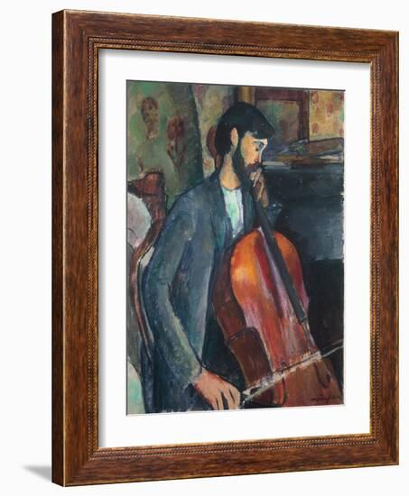 The Violoncello Player, 1909 (Oil on Canvas)-Amedeo Modigliani-Framed Giclee Print