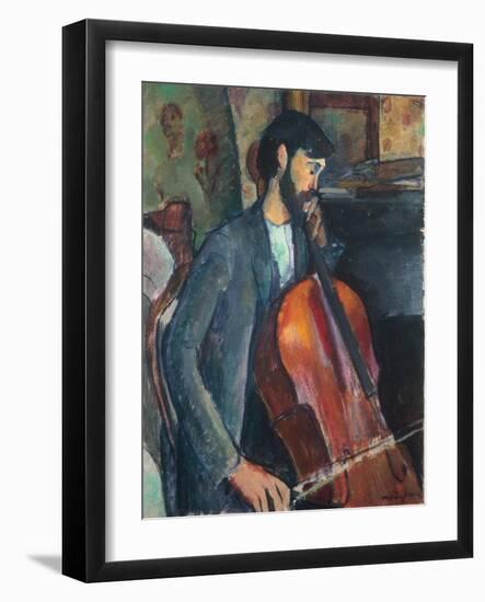 The Violoncello Player, 1909 (Oil on Canvas)-Amedeo Modigliani-Framed Giclee Print