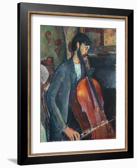 The Violoncello Player, 1909 (Oil on Canvas)-Amedeo Modigliani-Framed Giclee Print