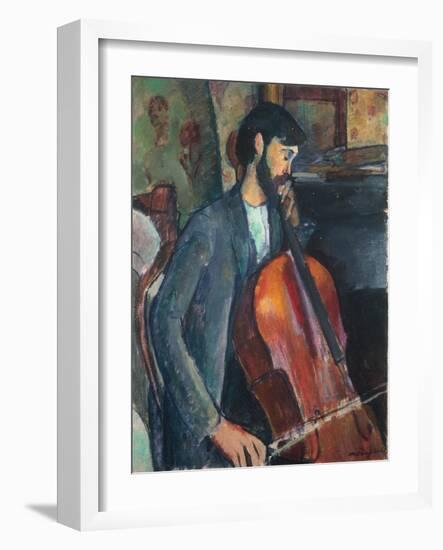 The Violoncello Player, 1909 (Oil on Canvas)-Amedeo Modigliani-Framed Giclee Print