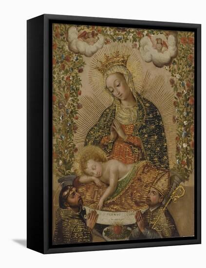 The Virgin Adoring the Christ Child with Two Saints, 18th century-Cuzco School-Framed Premier Image Canvas