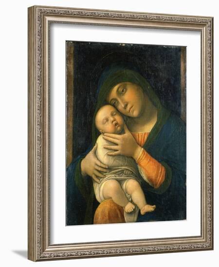 The Virgin and Child, 1490-95 (Oil on Wood)-Andrea Mantegna-Framed Giclee Print