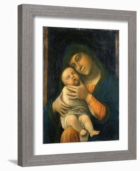 The Virgin and Child, 1490-95 (Oil on Wood)-Andrea Mantegna-Framed Giclee Print